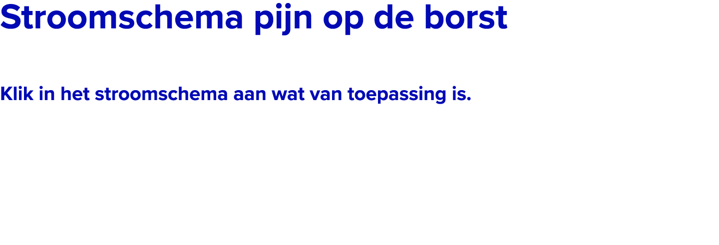 ﻿﻿Stroomschema pijn op de borst Klik in het stroomschema aan wat van toepassing is. 